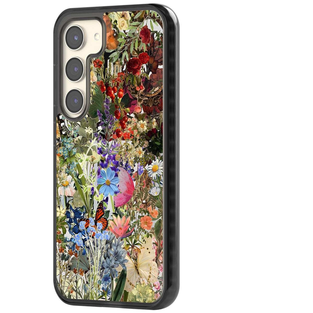 Flower Mix Collage Samsung S22 / Samsung S22 Plus / Samsung S23 / Samsung S23 Plus / Samsung S24 / Samsung S24 Plus Impact Black Phone Case side