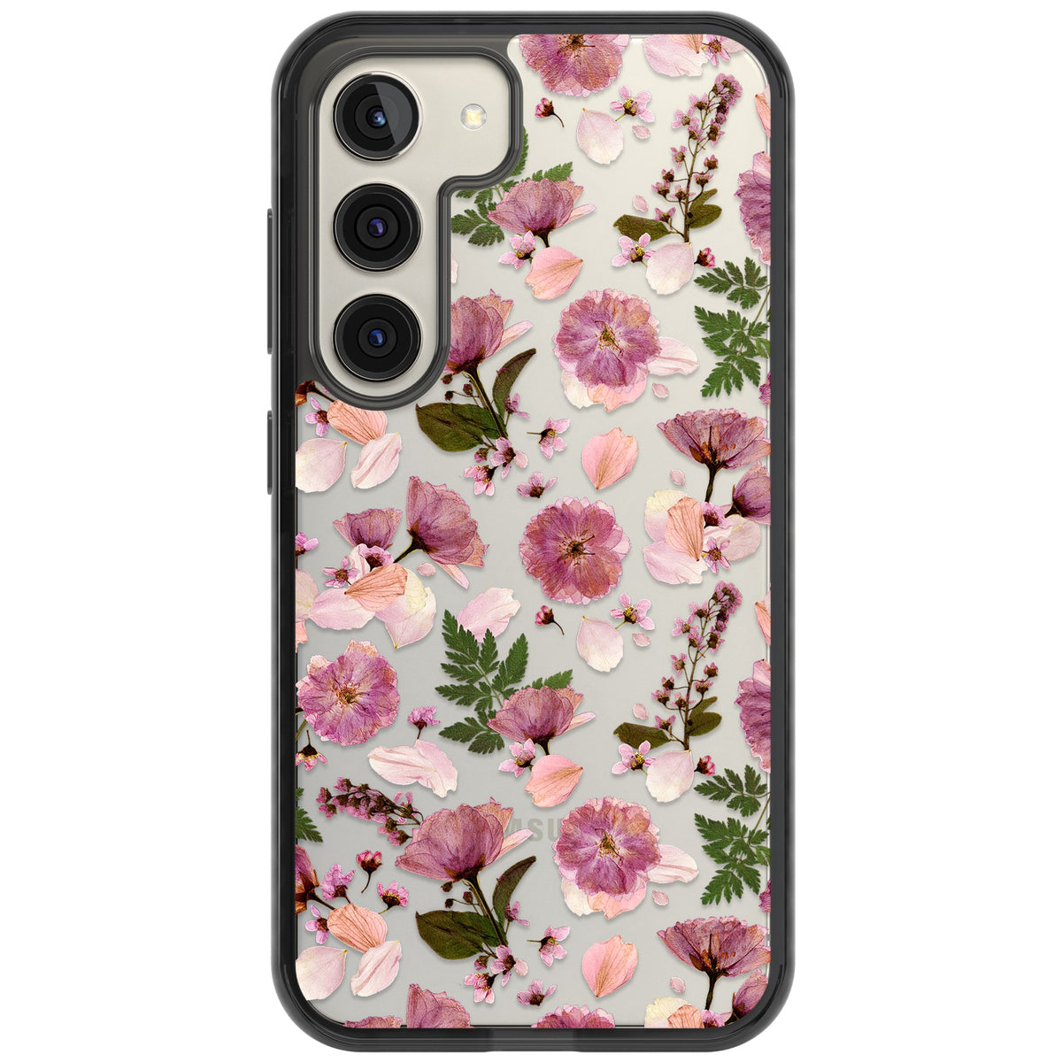 Botanical Blush Samsung S22 / Samsung S22 Plus / Samsung S23 / Samsung S23 Plus / Samsung S24 / Samsung S24 Plus Impact Black Phone Case front