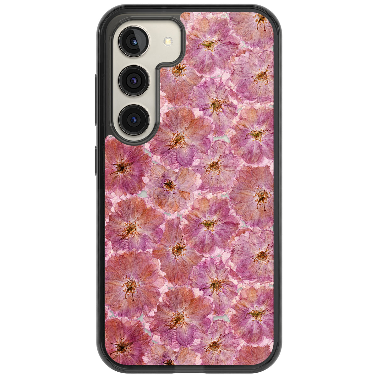 Large Pink Florals Samsung S22 / Samsung S22 Plus / Samsung S23 / Samsung S23 Plus / Samsung S24 / Samsung S24 Plus Impact Black Phone Case front
