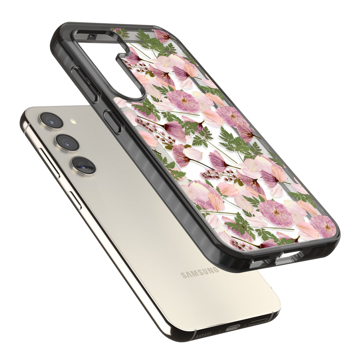 Blossom Archive Samsung S22 / Samsung S22 Plus / Samsung S23 / Samsung S23 Plus / Samsung S24 / Samsung S24 Plus Impact Black Phone Case angled