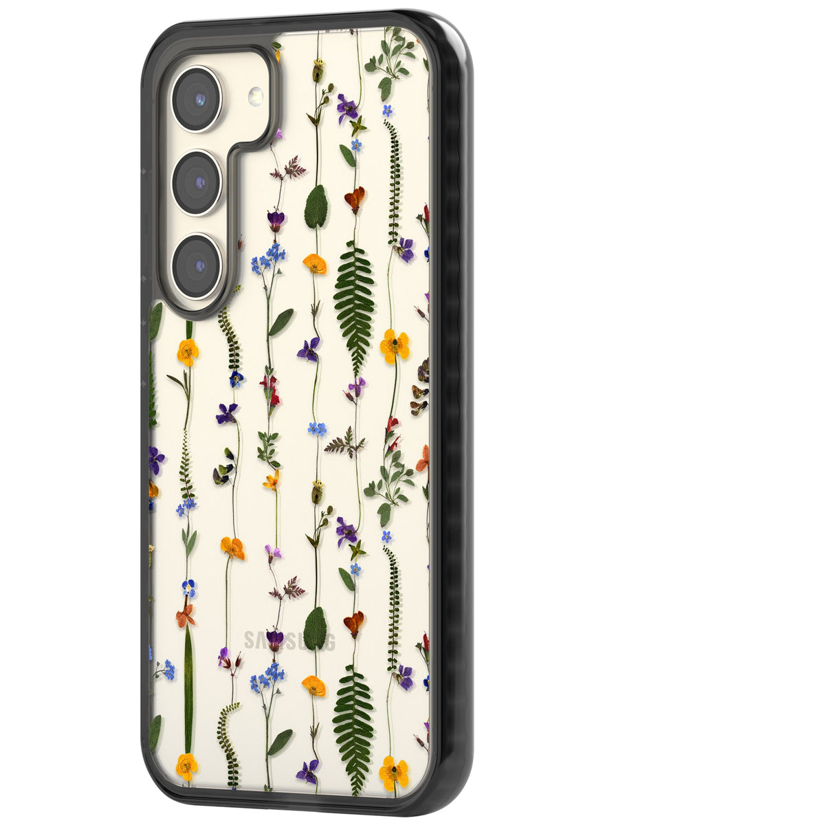 Wildflower Chain Samsung S22 / Samsung S22 Plus / Samsung S23 / Samsung S23 Plus / Samsung S24 / Samsung S24 Plus Impact Black Phone Case side