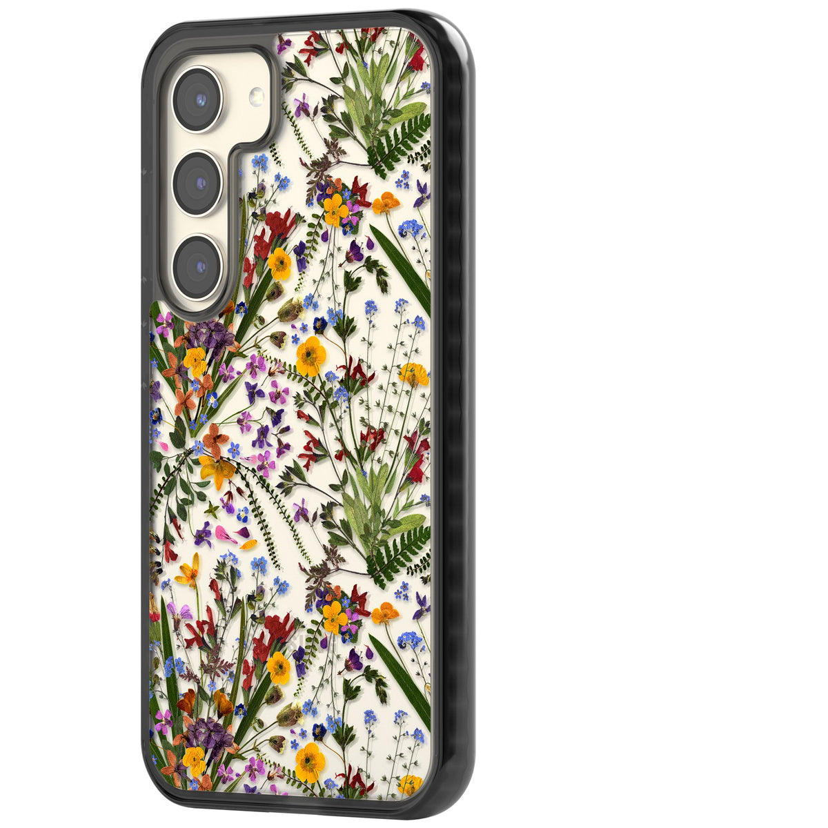 Wildflowers & Leaves Samsung S22 / Samsung S22 Plus / Samsung S23 / Samsung S23 Plus / Samsung S24 / Samsung S24 Plus Impact Black Phone Case side