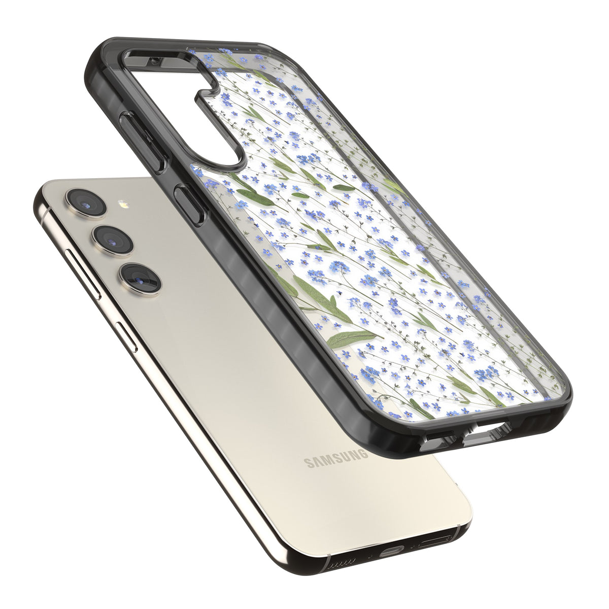 Blue Meadow Samsung S22 / Samsung S22 Plus / Samsung S23 / Samsung S23 Plus / Samsung S24 / Samsung S24 Plus Impact Black Phone Case angled