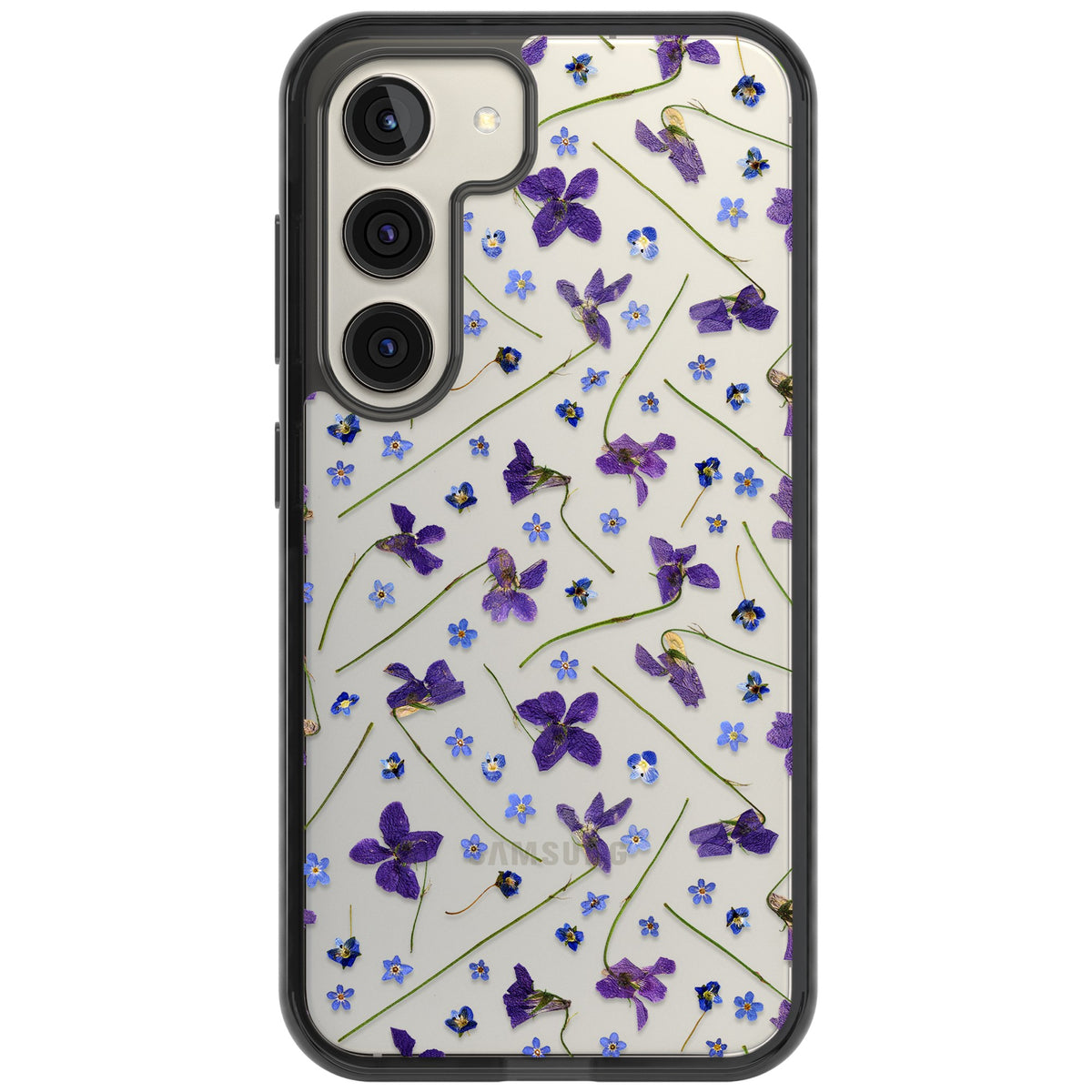 Pressed Violets Samsung S22 / Samsung S22 Plus / Samsung S23 / Samsung S23 Plus / Samsung S24 / Samsung S24 Plus Impact Black Phone Case front