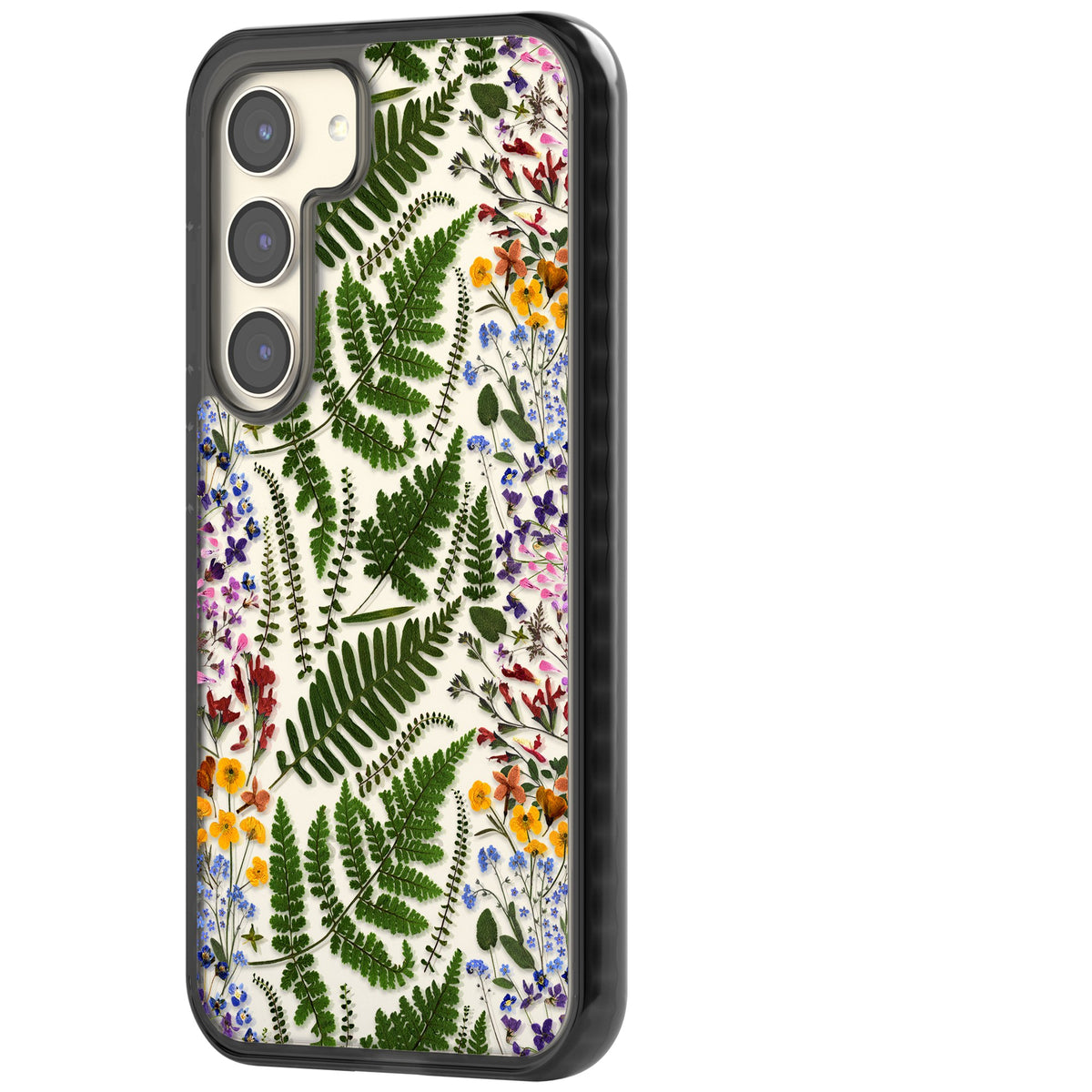 Botanical Fern & Floral Samsung S22 / Samsung S22 Plus / Samsung S23 / Samsung S23 Plus / Samsung S24 / Samsung S24 Plus Impact Black Phone Case side