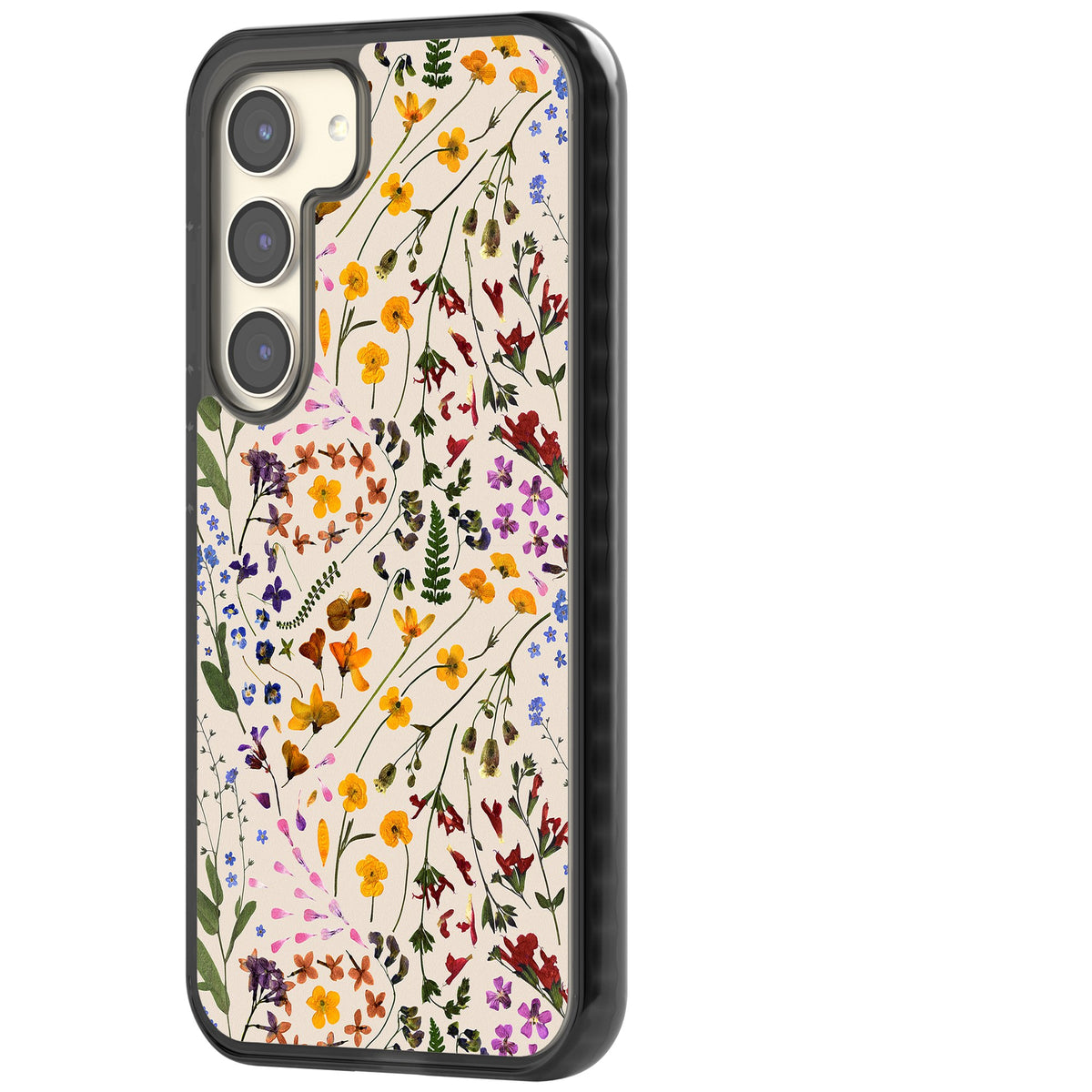 Wildflower Cream Samsung S22 / Samsung S22 Plus / Samsung S23 / Samsung S23 Plus / Samsung S24 / Samsung S24 Plus Impact Black Phone Case side