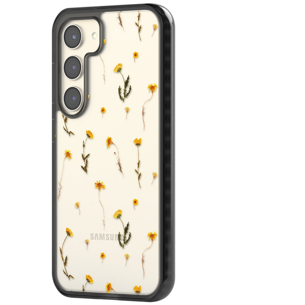Yellow Wildflower Samsung S22 / Samsung S22 Plus / Samsung S23 / Samsung S23 Plus / Samsung S24 / Samsung S24 Plus Impact Black Phone Case side