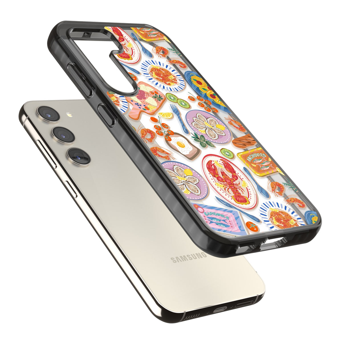 Coastal Spread Samsung S22 / Samsung S22 Plus / Samsung S23 / Samsung S23 Plus / Samsung S24 / Samsung S24 Plus Impact Black Phone Case angled