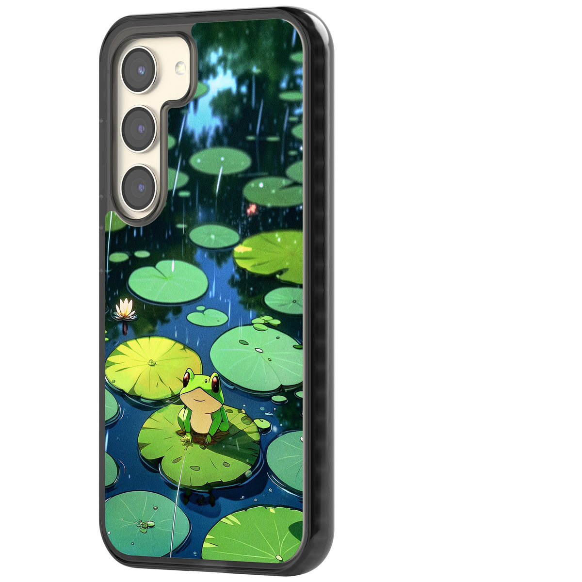 Frog In Lily Pond Samsung S22 / Samsung S22 Plus / Samsung S23 / Samsung S23 Plus / Samsung S24 / Samsung S24 Plus Impact Black Phone Case side