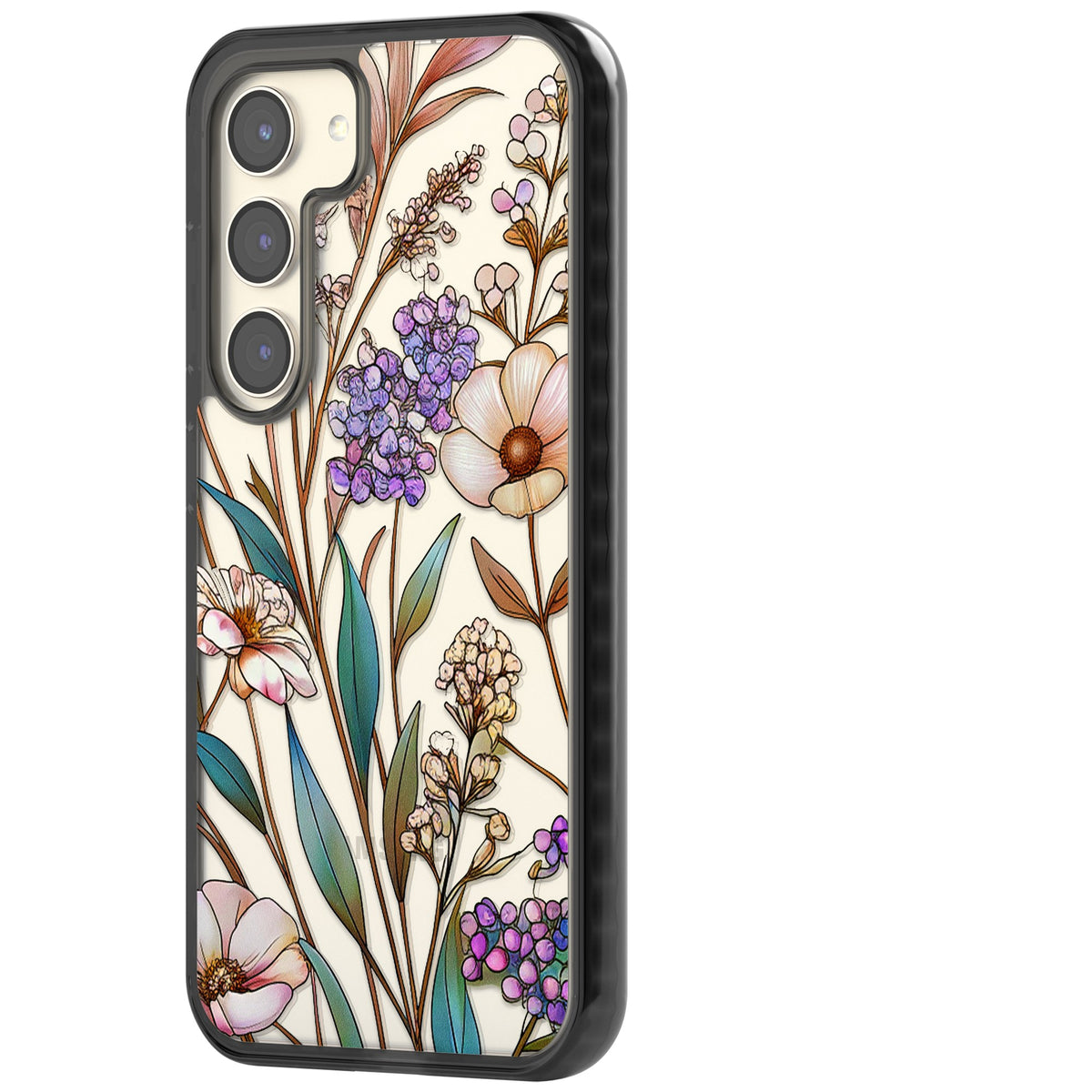 Glass Wildflower Mix Samsung S22 / Samsung S22 Plus / Samsung S23 / Samsung S23 Plus / Samsung S24 / Samsung S24 Plus Impact Black Phone Case side
