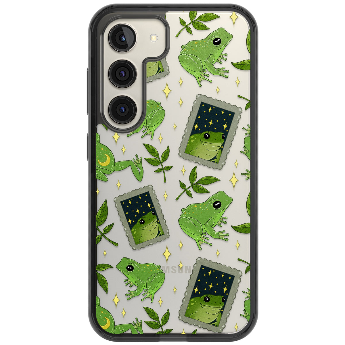 Starry Frog Stamps Samsung S22 / Samsung S22 Plus / Samsung S23 / Samsung S23 Plus / Samsung S24 / Samsung S24 Plus Impact Black Phone Case front