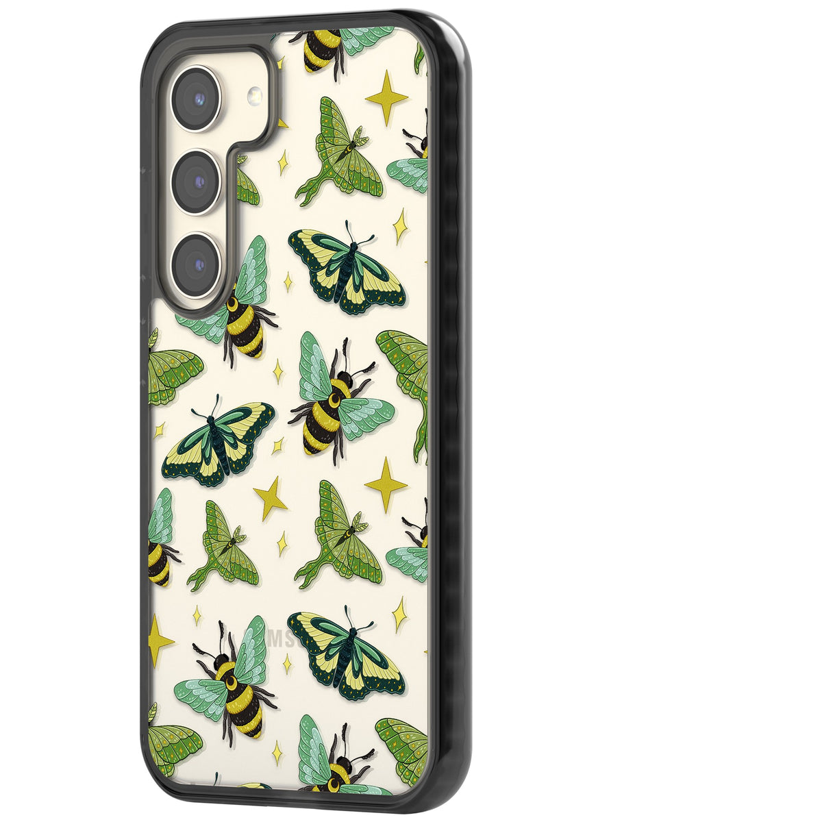 Bees and Moths Samsung S22 / Samsung S22 Plus / Samsung S23 / Samsung S23 Plus / Samsung S24 / Samsung S24 Plus Impact Black Phone Case side