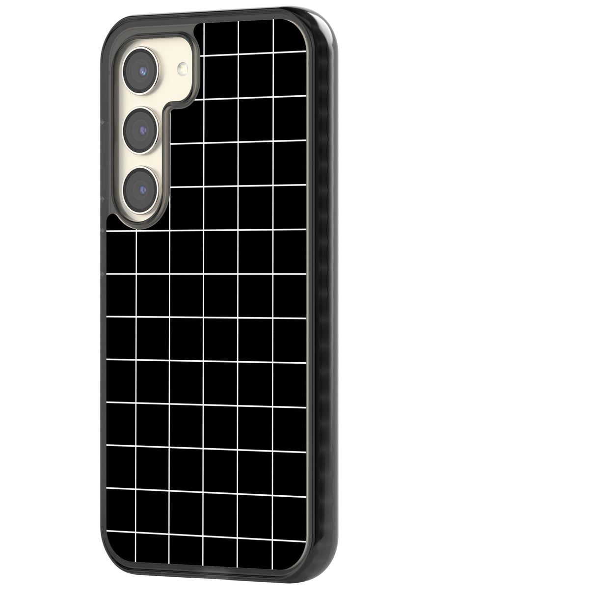 Minimalist Grid Pattern Black Samsung S22 / Samsung S22 Plus / Samsung S23 / Samsung S23 Plus / Samsung S24 / Samsung S24 Plus Impact Black Phone Case side