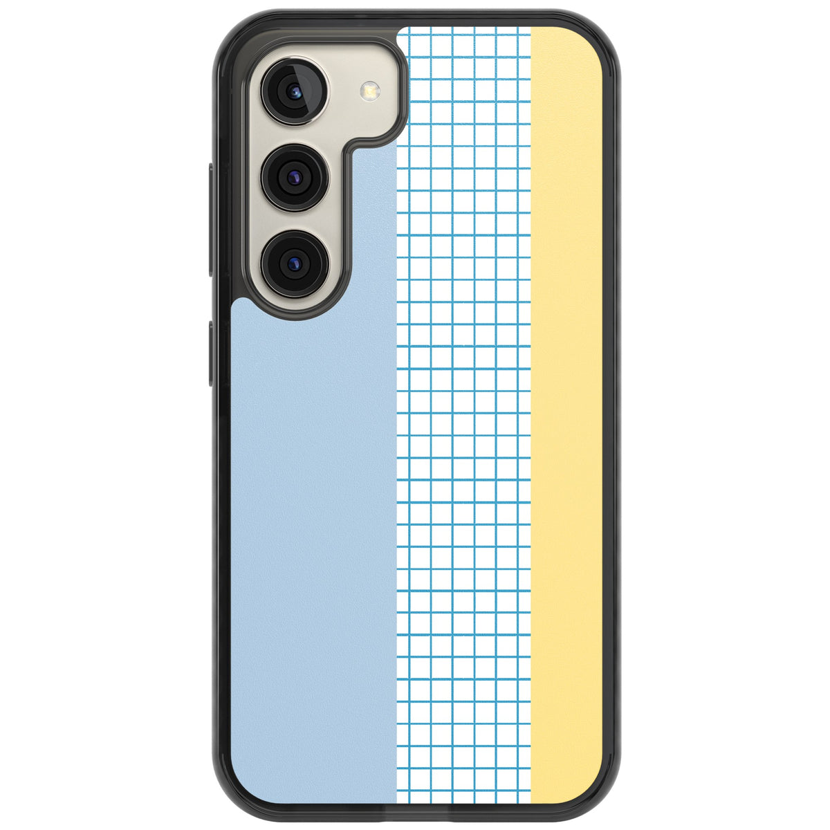 Abstract Grid Blue & Yellow Samsung S22 / Samsung S22 Plus / Samsung S23 / Samsung S23 Plus / Samsung S24 / Samsung S24 Plus Impact Black Phone Case front