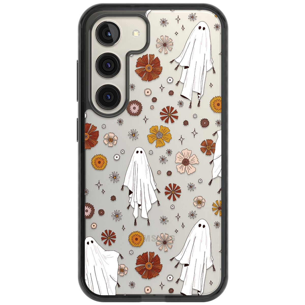 Ghosts And Flowers Samsung S22 / Samsung S22 Plus / Samsung S23 / Samsung S23 Plus / Samsung S24 / Samsung S24 Plus Impact Black Phone Case front