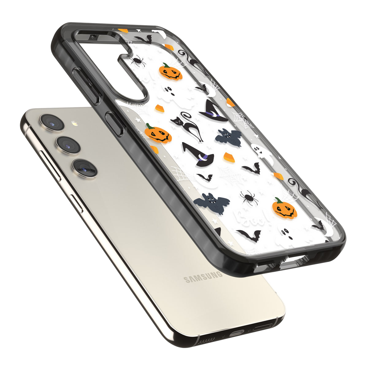 Halloween Mix Samsung S22 / Samsung S22 Plus / Samsung S23 / Samsung S23 Plus / Samsung S24 / Samsung S24 Plus Impact Black Phone Case angled