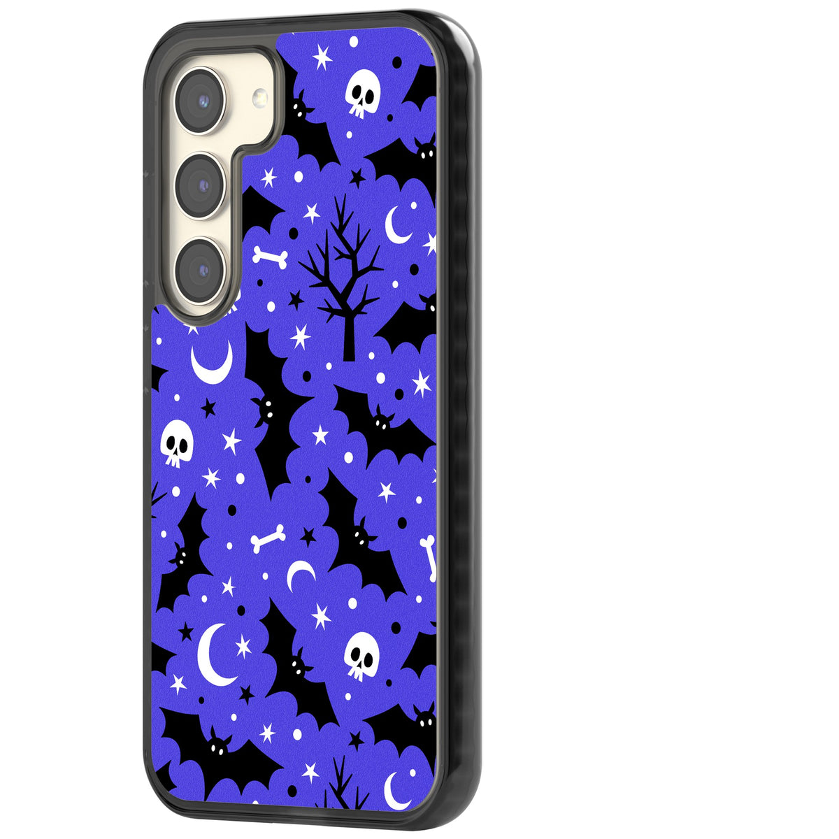 Bats N' Bones Pattern Samsung S22 / Samsung S22 Plus / Samsung S23 / Samsung S23 Plus / Samsung S24 / Samsung S24 Plus Impact Black Phone Case side