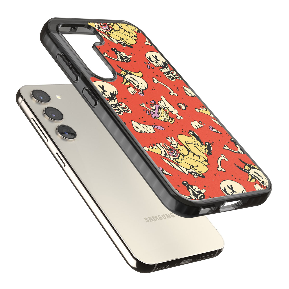 Crimson Carnival Samsung S22 / Samsung S22 Plus / Samsung S23 / Samsung S23 Plus / Samsung S24 / Samsung S24 Plus Impact Black Phone Case angled