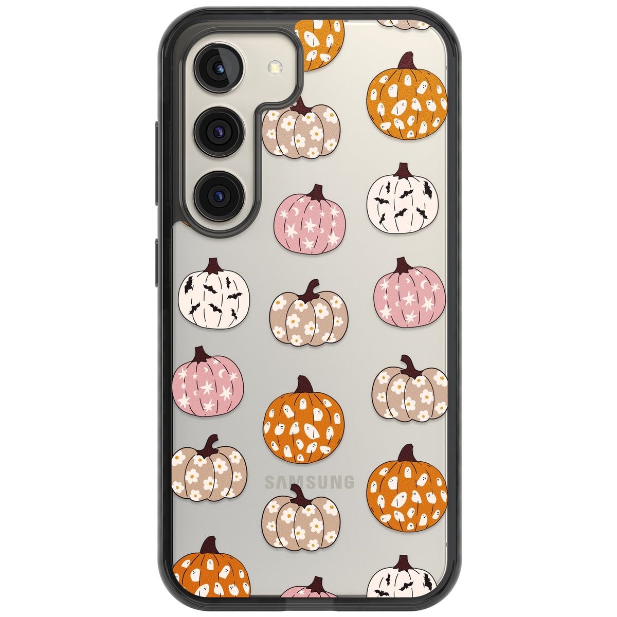 Floral Pumpkins Samsung S22 / Samsung S22 Plus / Samsung S23 / Samsung S23 Plus / Samsung S24 / Samsung S24 Plus Impact Black Phone Case front