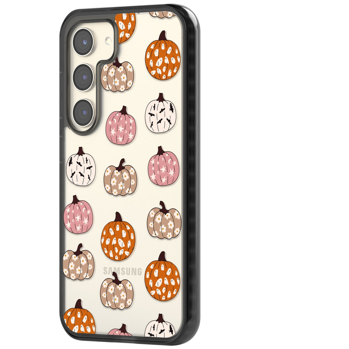 Floral Pumpkins Samsung S22 / Samsung S22 Plus / Samsung S23 / Samsung S23 Plus / Samsung S24 / Samsung S24 Plus Impact Black Phone Case side