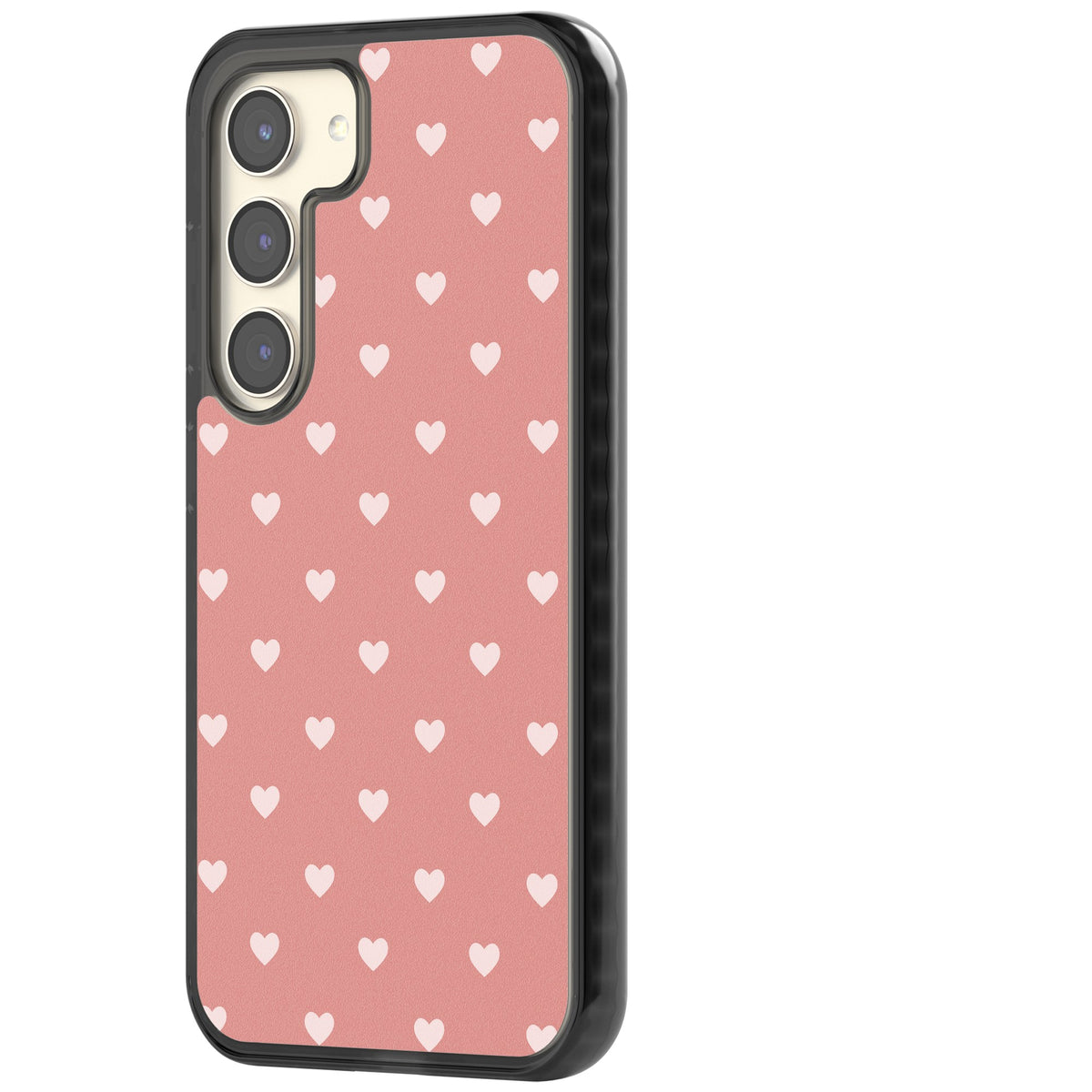 Small Heart Pattern: Pink Samsung S22 / Samsung S22 Plus / Samsung S23 / Samsung S23 Plus / Samsung S24 / Samsung S24 Plus Impact Black Phone Case side