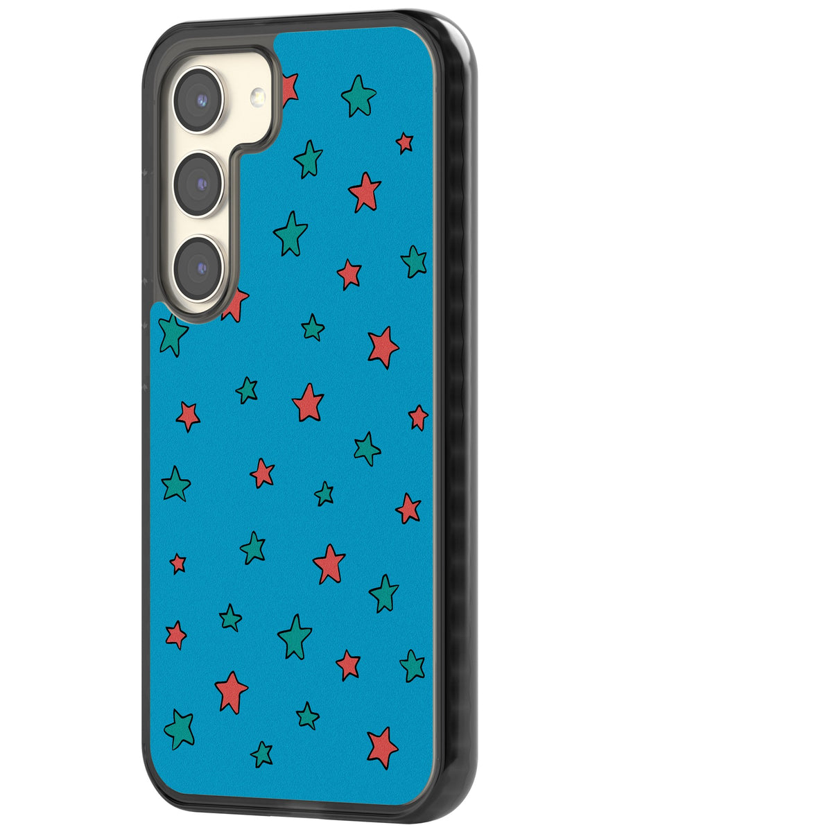 Blue Heartstopper Stars Pattern Samsung S22 / Samsung S22 Plus / Samsung S23 / Samsung S23 Plus / Samsung S24 / Samsung S24 Plus Impact Black Phone Case side