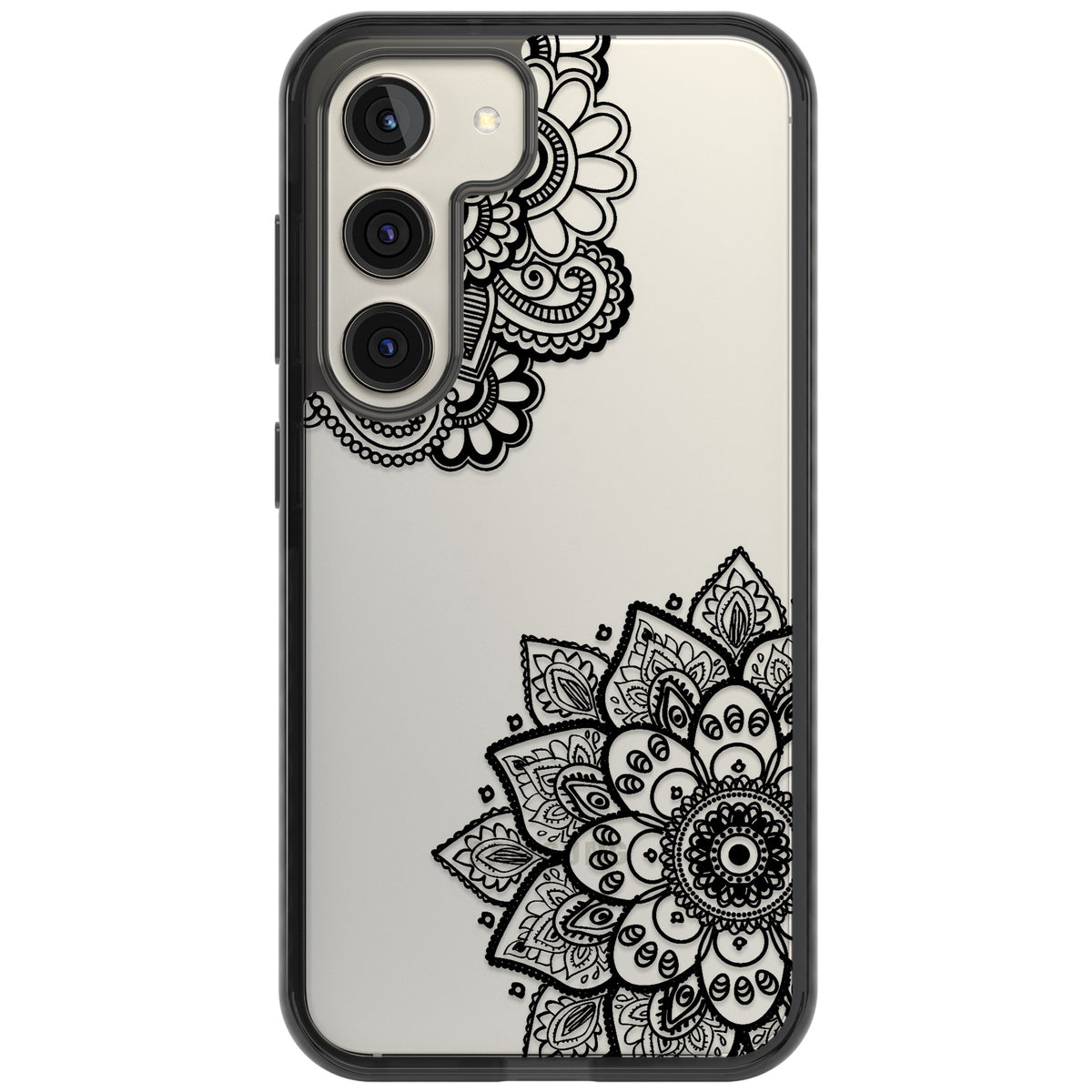 Black Henna Florals Samsung S22 / Samsung S22 Plus / Samsung S23 / Samsung S23 Plus / Samsung S24 / Samsung S24 Plus Impact Black Phone Case front