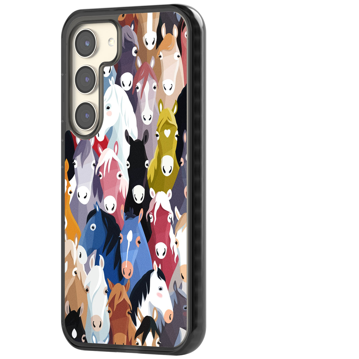 Colourful Horse Pattern Samsung S22 / Samsung S22 Plus / Samsung S23 / Samsung S23 Plus / Samsung S24 / Samsung S24 Plus Impact Black Phone Case side