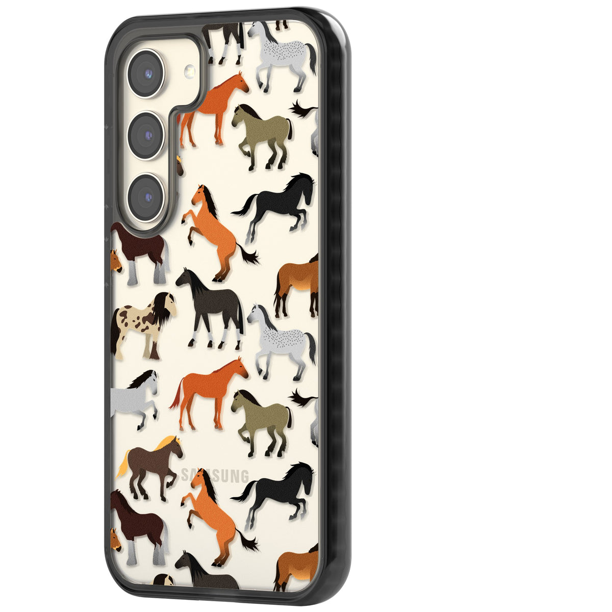 Horse Pattern Samsung S22 / Samsung S22 Plus / Samsung S23 / Samsung S23 Plus / Samsung S24 / Samsung S24 Plus Impact Black Phone Case side
