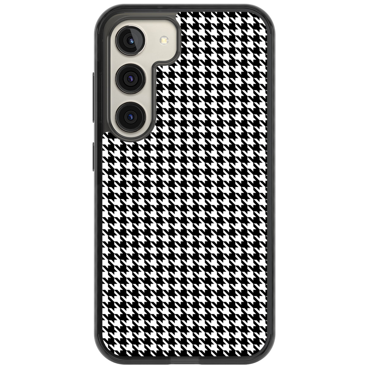 Black Houndstooth Pattern Samsung S22 / Samsung S22 Plus / Samsung S23 / Samsung S23 Plus / Samsung S24 / Samsung S24 Plus Impact Black Phone Case front