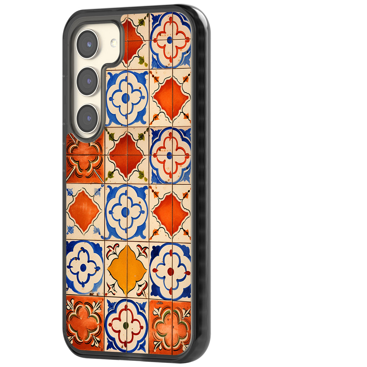 Spanish Mosaic Samsung S22 / Samsung S22 Plus / Samsung S23 / Samsung S23 Plus / Samsung S24 / Samsung S24 Plus Impact Black Phone Case side