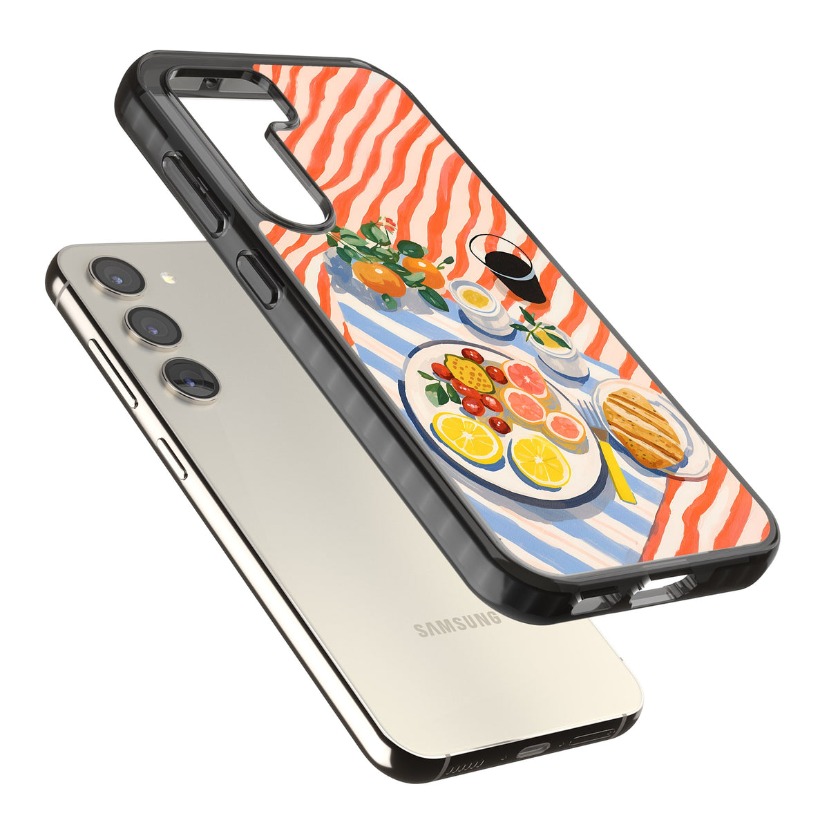 Citrus Picnic Samsung S22 / Samsung S22 Plus / Samsung S23 / Samsung S23 Plus / Samsung S24 / Samsung S24 Plus Impact Black Phone Case angled