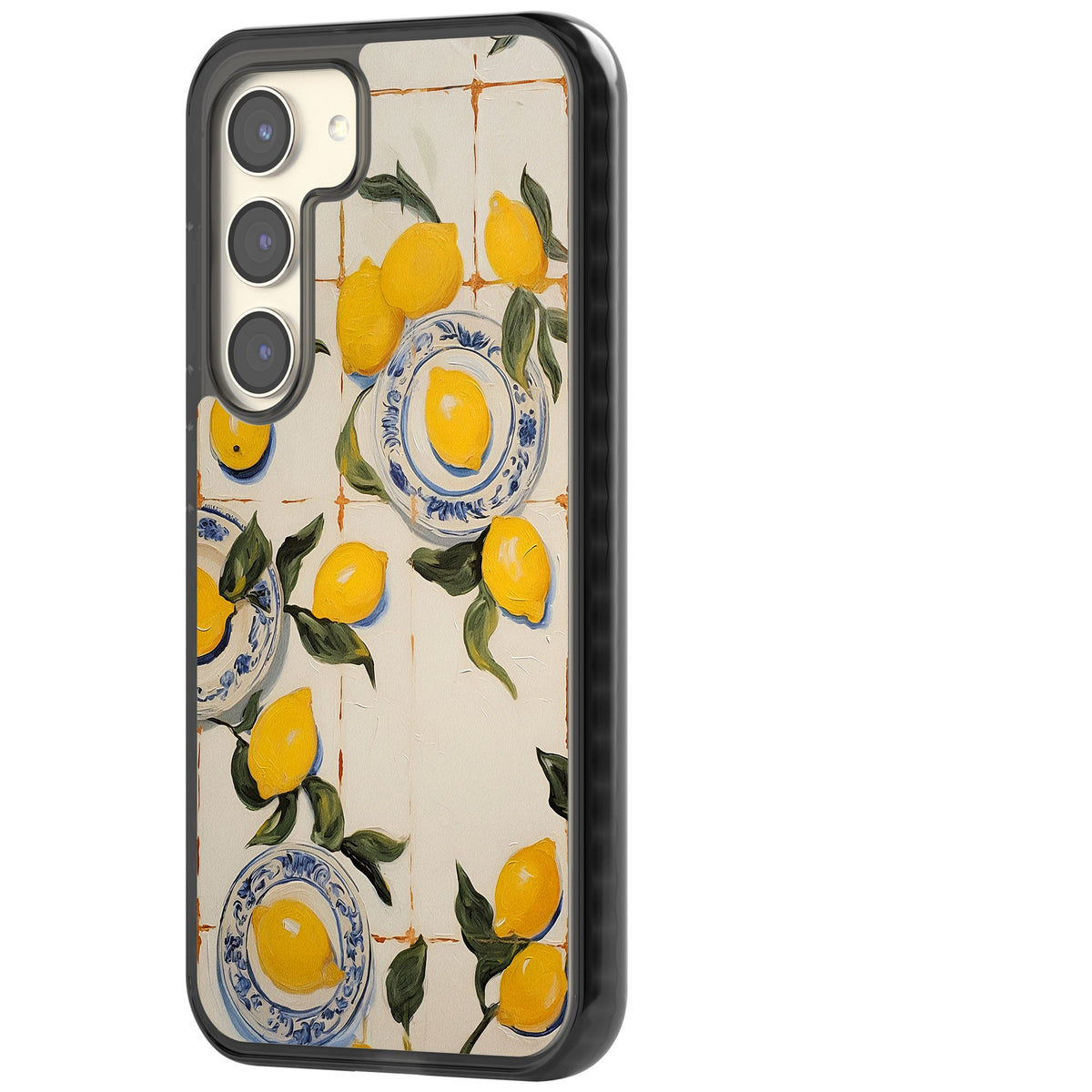 Lemons & Porcelain Samsung S22 / Samsung S22 Plus / Samsung S23 / Samsung S23 Plus / Samsung S24 / Samsung S24 Plus Impact Black Phone Case side
