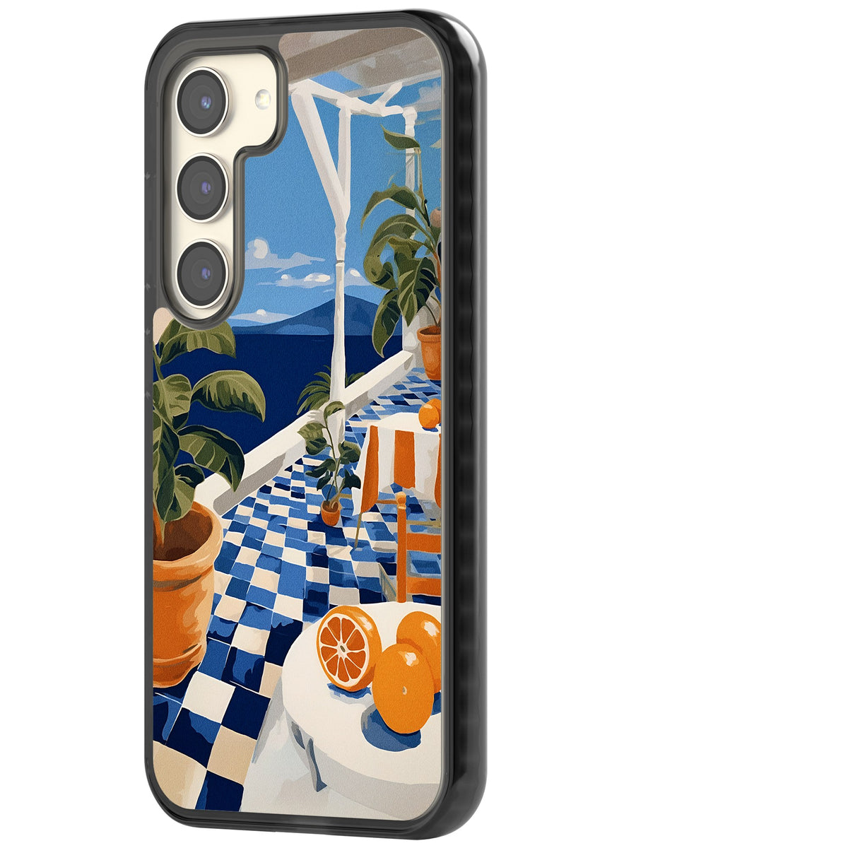 Greek Balcony Samsung S22 / Samsung S22 Plus / Samsung S23 / Samsung S23 Plus / Samsung S24 / Samsung S24 Plus Impact Black Phone Case side