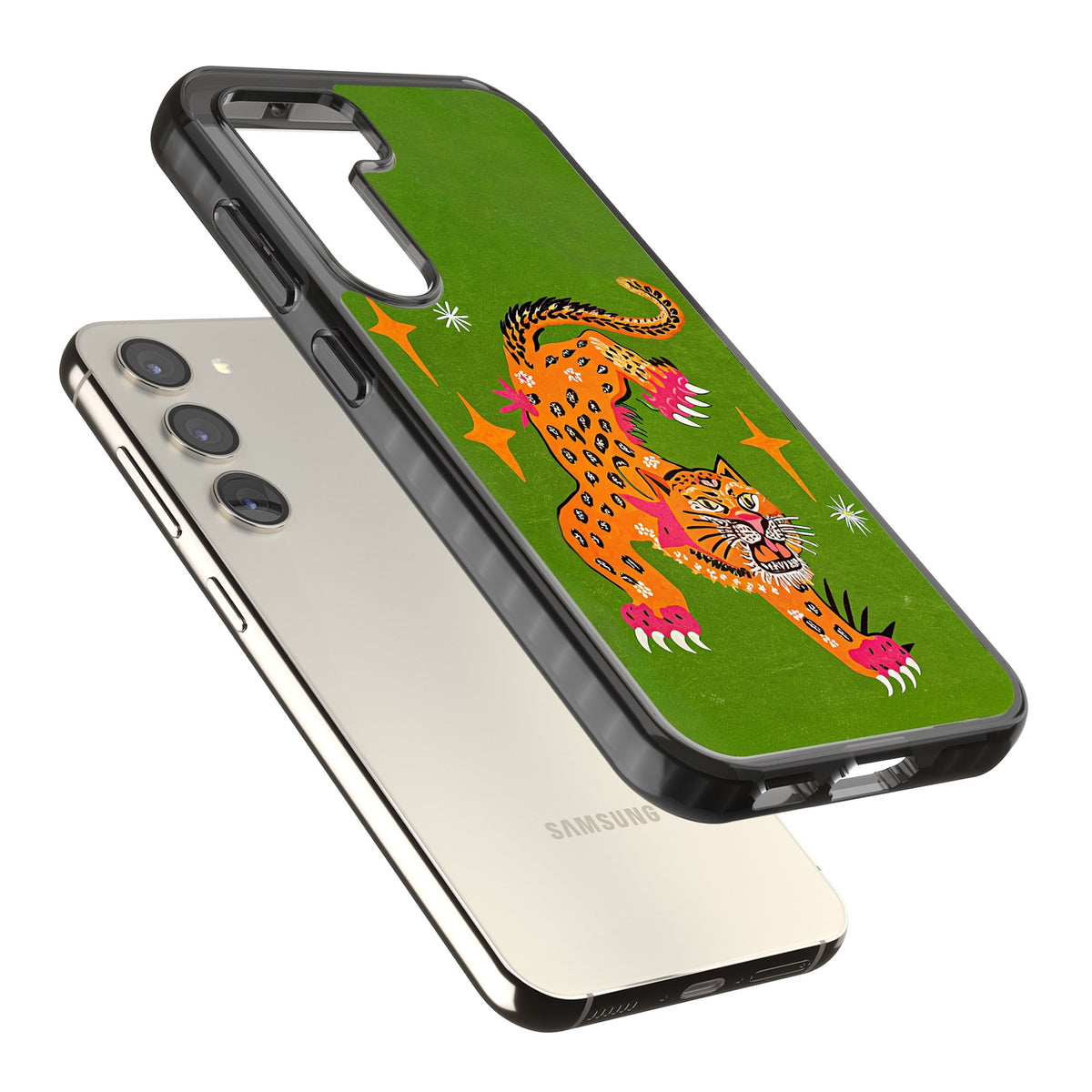 Fierce Jaguar Samsung S22 / Samsung S22 Plus / Samsung S23 / Samsung S23 Plus / Samsung S24 / Samsung S24 Plus Impact Black Phone Case angled