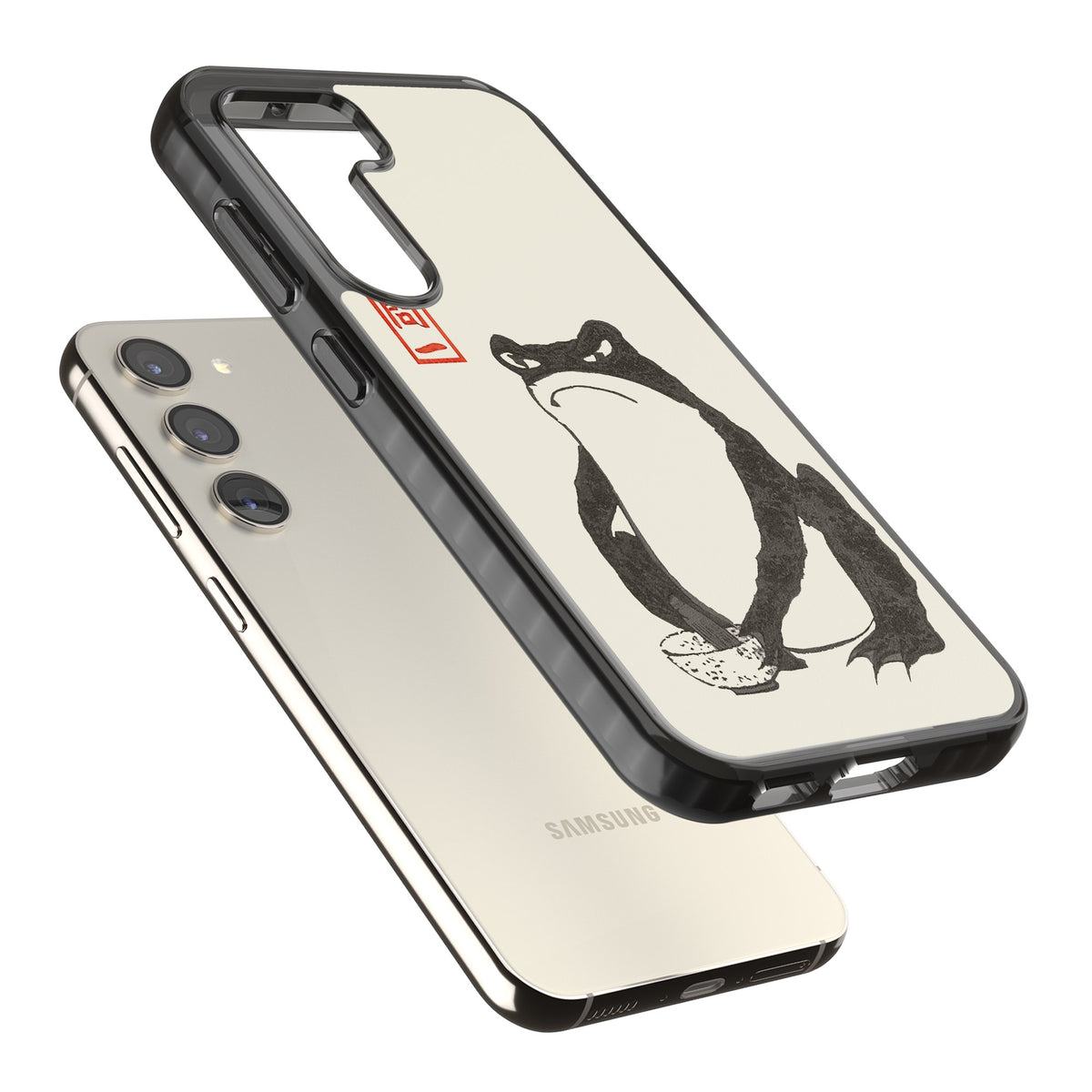 Matsumoto Hoji Grumpy Toad Samsung S22 / Samsung S22 Plus / Samsung S23 / Samsung S23 Plus / Samsung S24 / Samsung S24 Plus Impact Black Phone Case angled