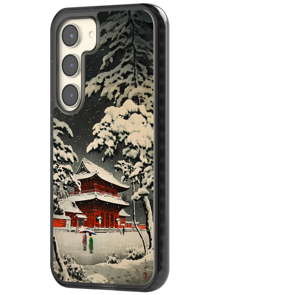 Snow at Shiha Park, Tokyo Samsung S22 / Samsung S22 Plus / Samsung S23 / Samsung S23 Plus / Samsung S24 / Samsung S24 Plus Impact Black Phone Case side