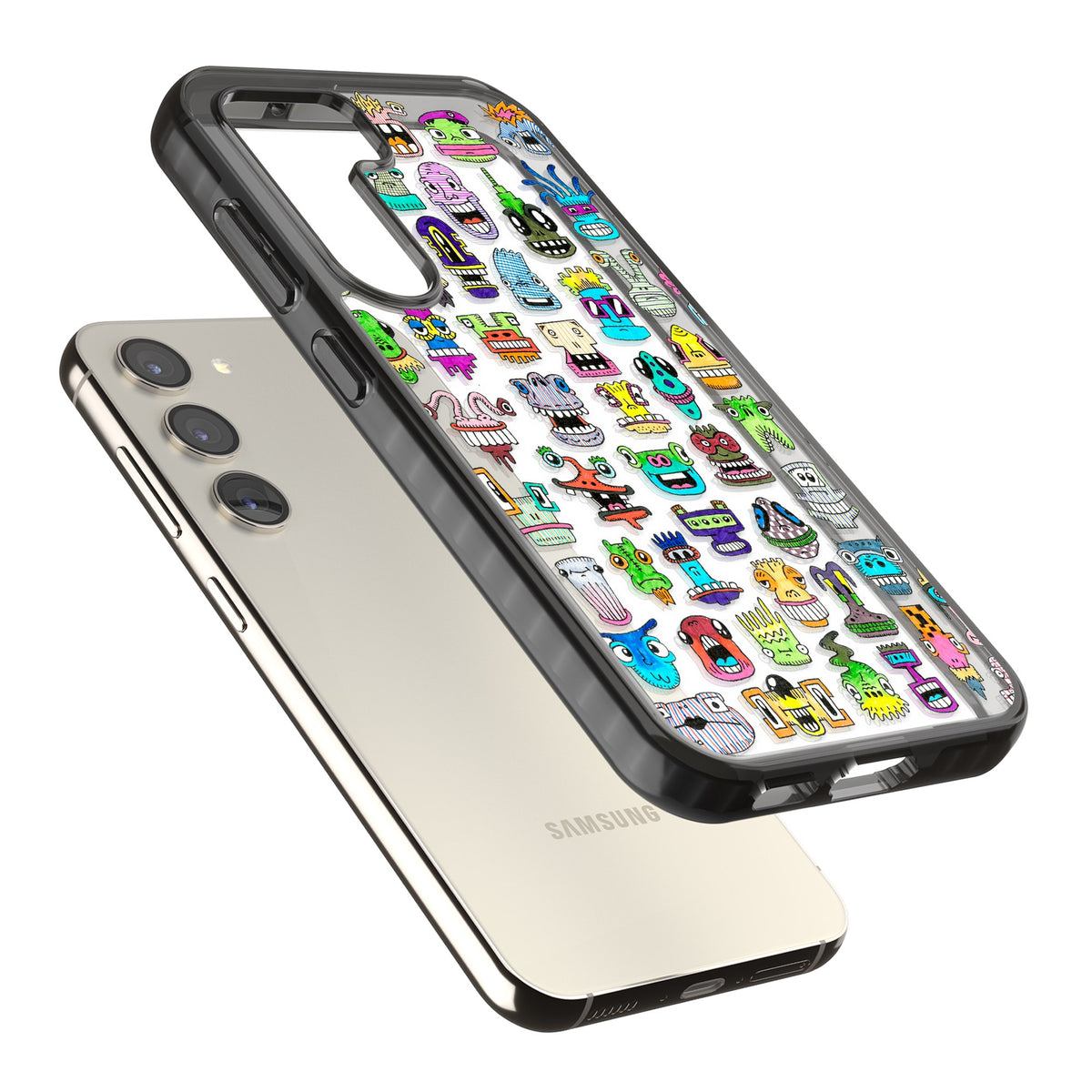 Monster Mash Samsung S22 / Samsung S22 Plus / Samsung S23 / Samsung S23 Plus / Samsung S24 / Samsung S24 Plus Impact Black Phone Case angled