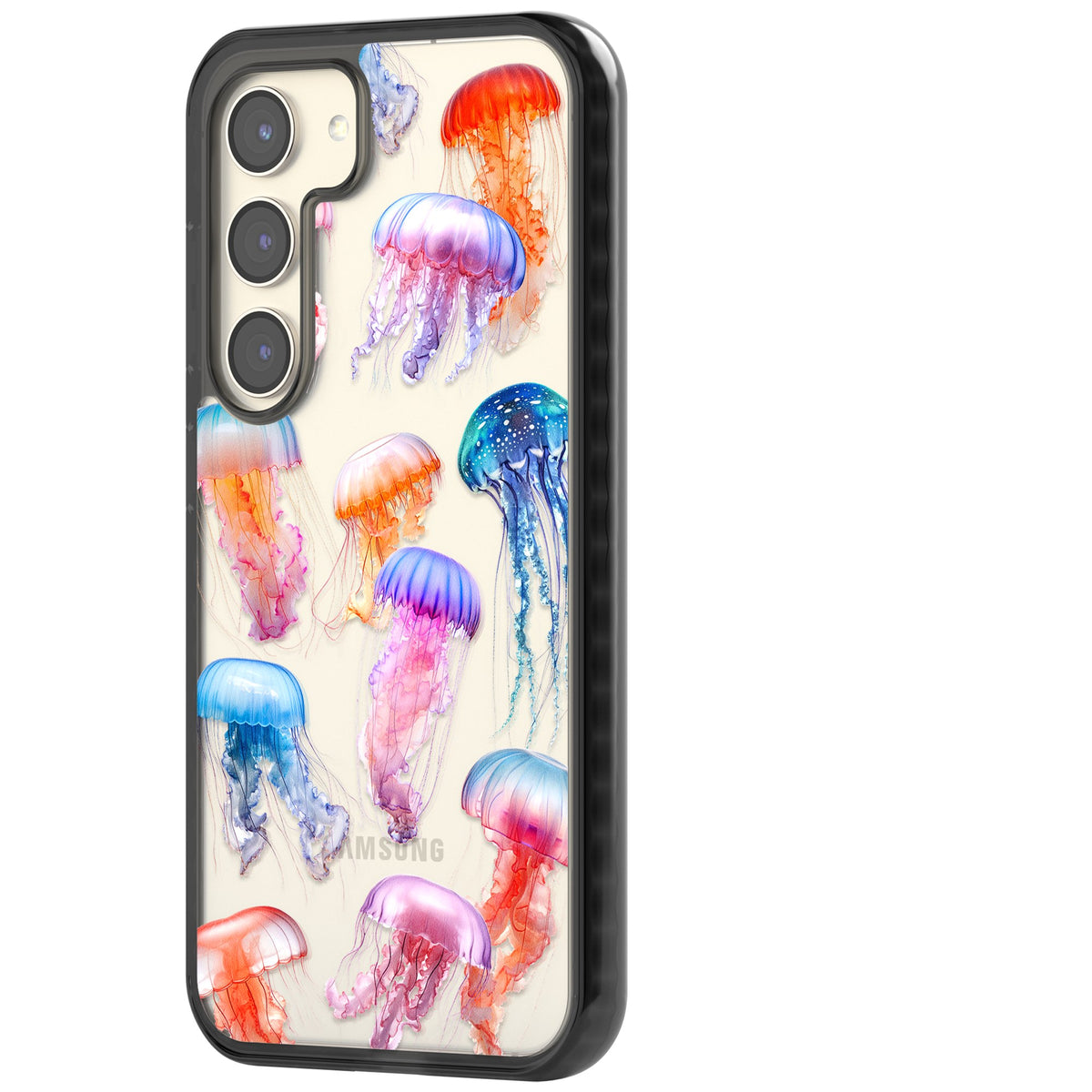 Vibrant Jellyfish Samsung S22 / Samsung S22 Plus / Samsung S23 / Samsung S23 Plus / Samsung S24 / Samsung S24 Plus Impact Black Phone Case side