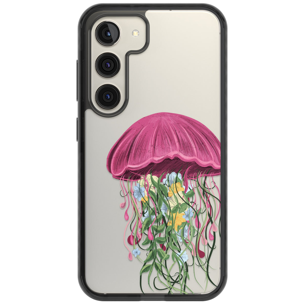 Botanical Jellyfish Samsung S22 / Samsung S22 Plus / Samsung S23 / Samsung S23 Plus / Samsung S24 / Samsung S24 Plus Impact Black Phone Case front