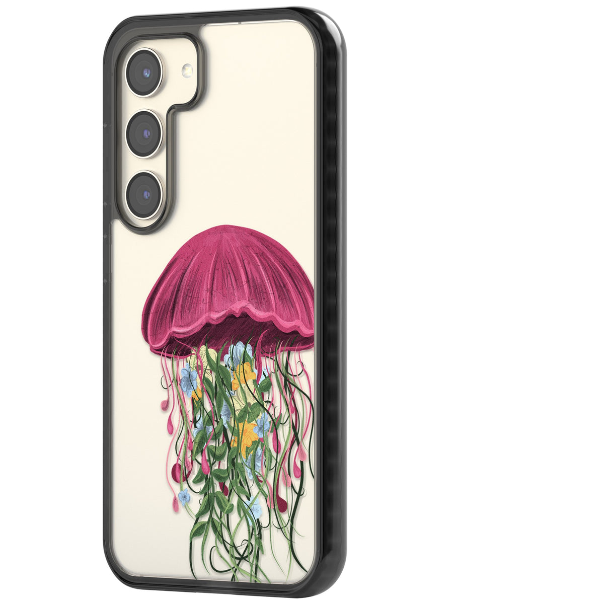 Botanical Jellyfish Samsung S22 / Samsung S22 Plus / Samsung S23 / Samsung S23 Plus / Samsung S24 / Samsung S24 Plus Impact Black Phone Case side