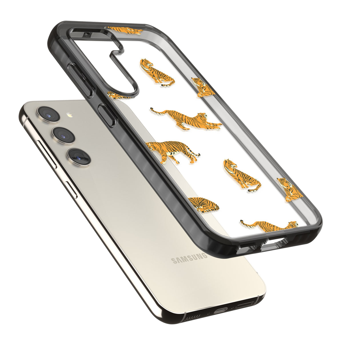 Tiger Lounge Samsung S22 / Samsung S22 Plus / Samsung S23 / Samsung S23 Plus / Samsung S24 / Samsung S24 Plus Impact Black Phone Case angled