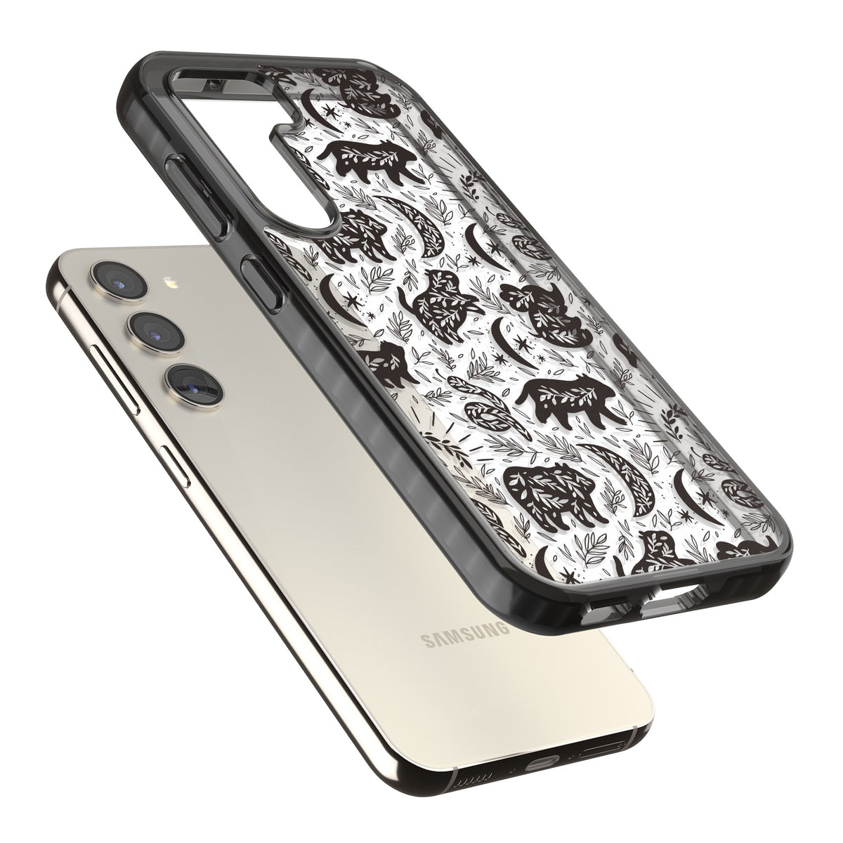 Midnight Forest Animals Samsung S22 / Samsung S22 Plus / Samsung S23 / Samsung S23 Plus / Samsung S24 / Samsung S24 Plus Impact Black Phone Case angled