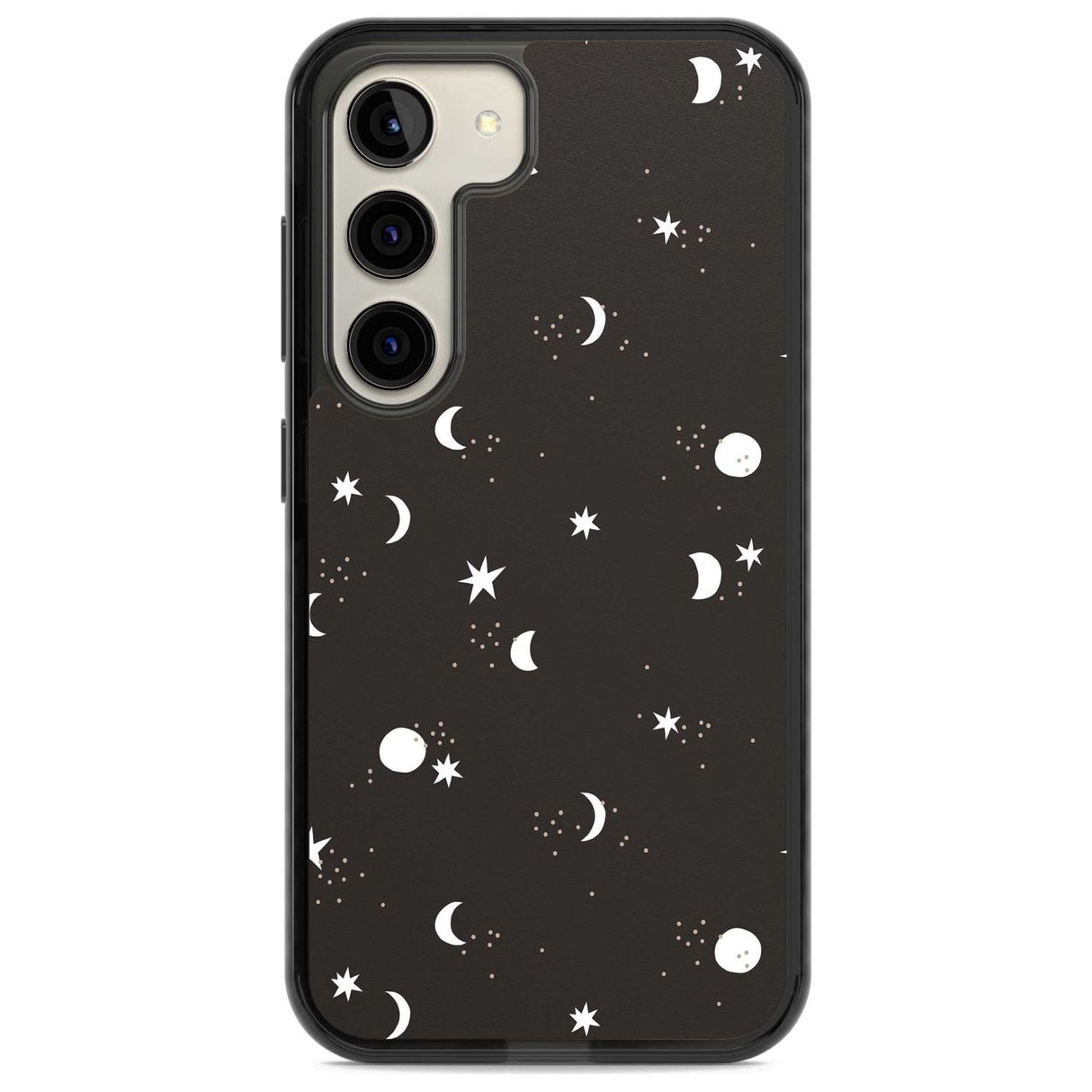 Funky Moons & Stars Phone Case Samsung S22 / Black Impact Case,Samsung S23 / Black Impact Case Blanc Space