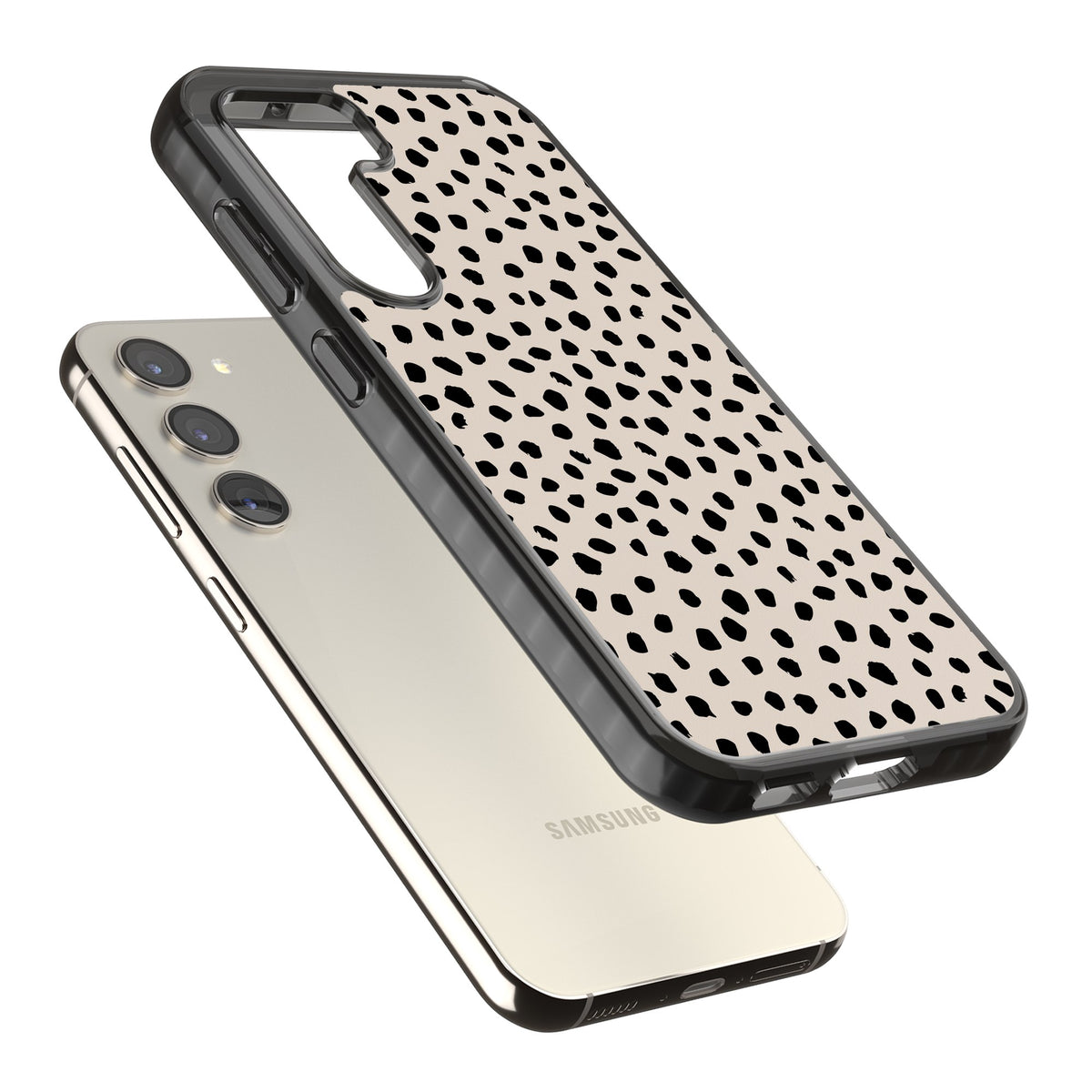 Coffee Dalmatian Samsung S22 / Samsung S22 Plus / Samsung S23 / Samsung S23 Plus / Samsung S24 / Samsung S24 Plus Impact Black Phone Case angled