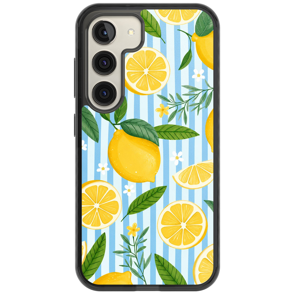 Capri Citrus Stripe Samsung S22 / Samsung S22 Plus / Samsung S23 / Samsung S23 Plus / Samsung S24 / Samsung S24 Plus Impact Black Phone Case front