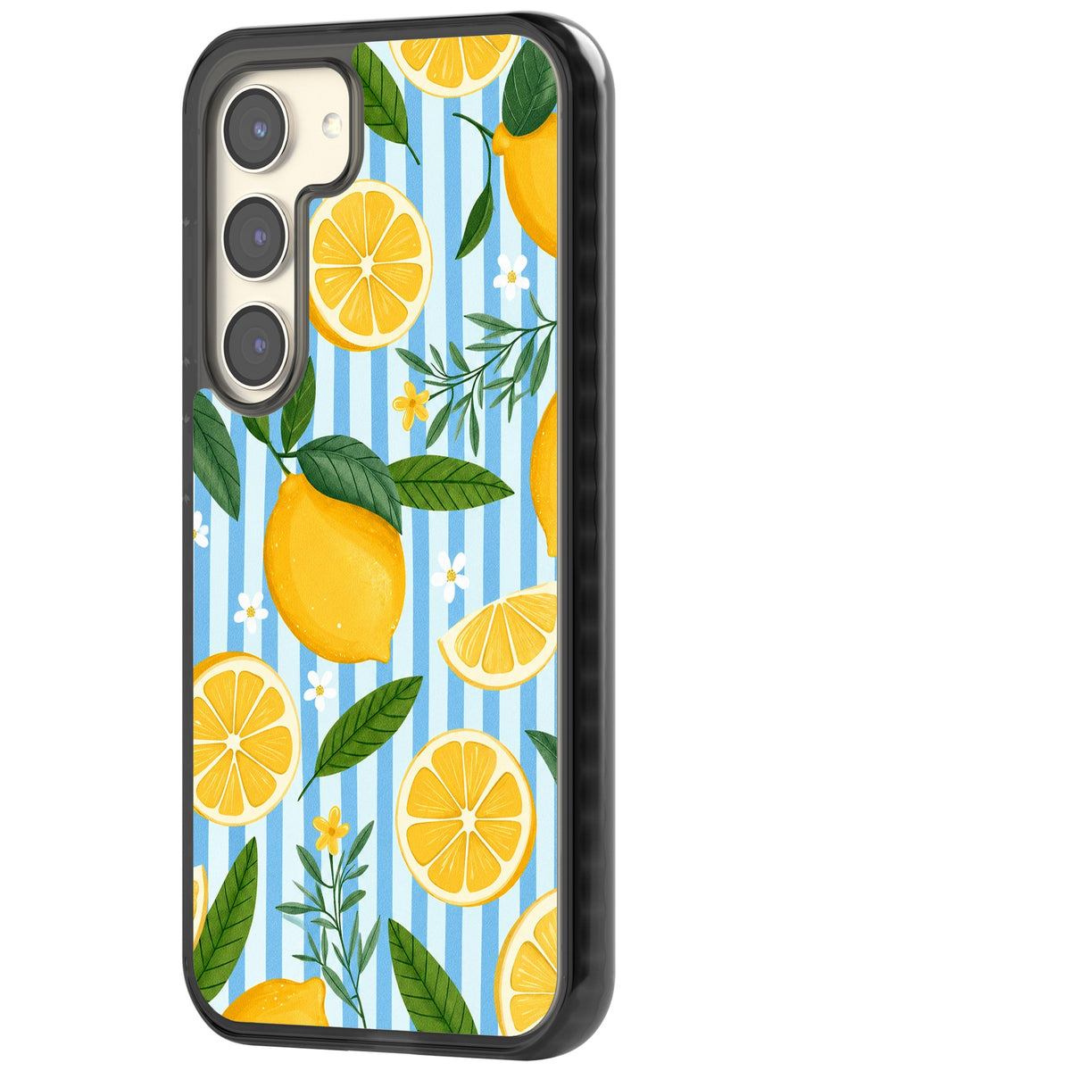 Capri Citrus Stripe Samsung S22 / Samsung S22 Plus / Samsung S23 / Samsung S23 Plus / Samsung S24 / Samsung S24 Plus Impact Black Phone Case side