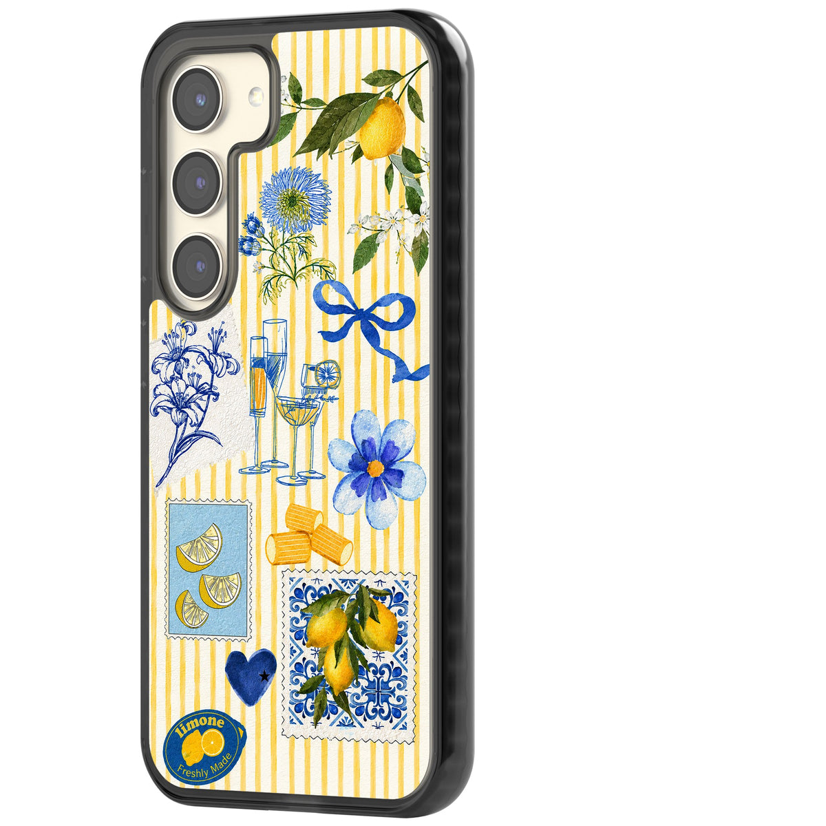 Limone Riviera Samsung S22 / Samsung S22 Plus / Samsung S23 / Samsung S23 Plus / Samsung S24 / Samsung S24 Plus Impact Black Phone Case side