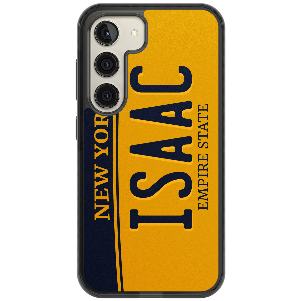 Personalised New York License Plate Samsung S22 / Samsung S22 Plus / Samsung S23 / Samsung S23 Plus / Samsung S24 / Samsung S24 Plus Impact Black Phone Case front