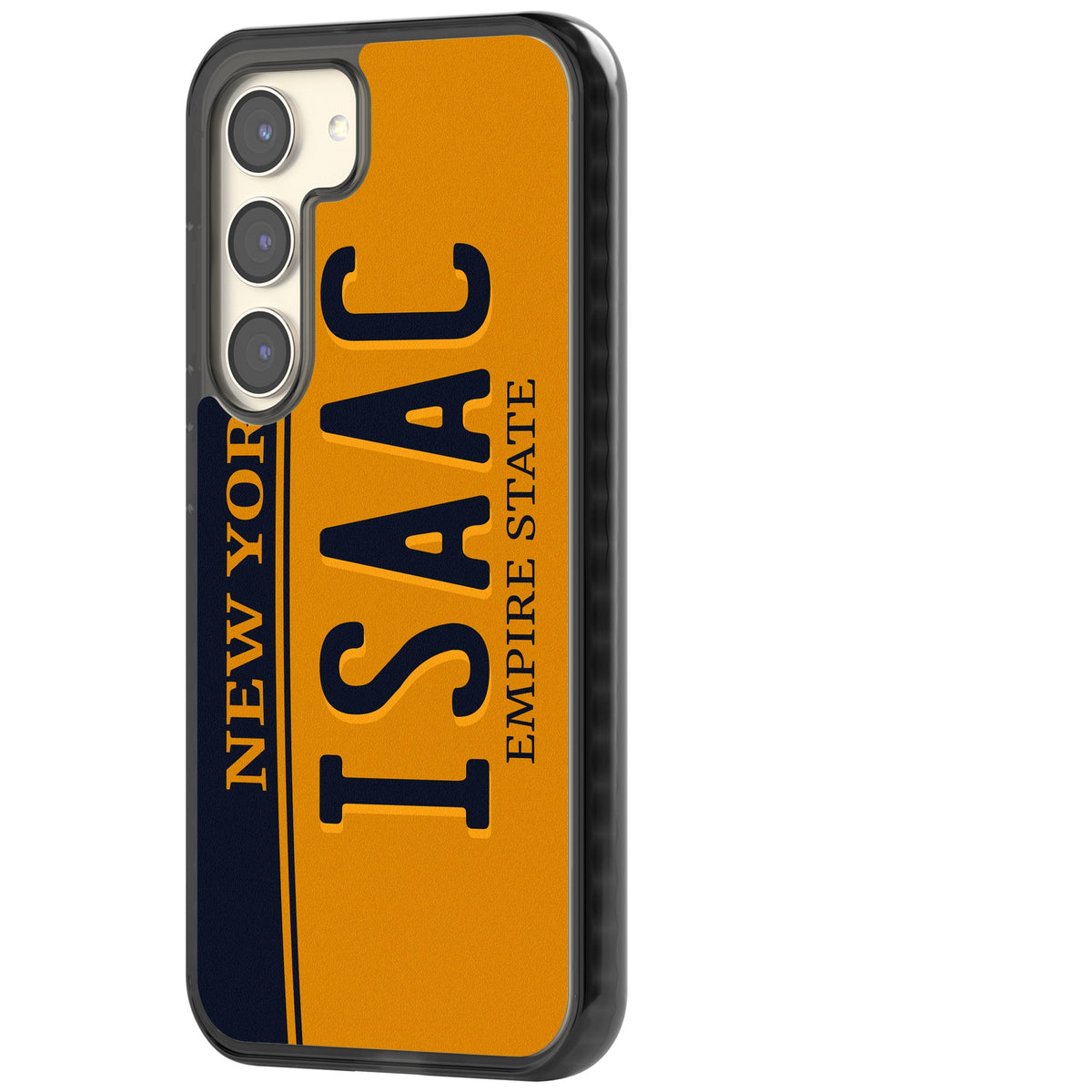 Personalised New York License Plate Samsung S22 / Samsung S22 Plus / Samsung S23 / Samsung S23 Plus / Samsung S24 / Samsung S24 Plus Impact Black Phone Case side